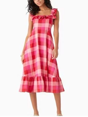 Kate Spade Picnic Woven Ruffle Midi Dress